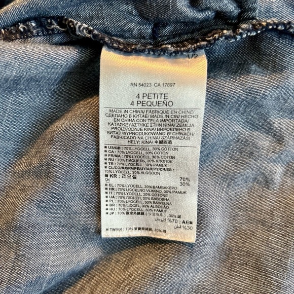 Banana Republic Women’s Blue Denim Shirt Dress Size 4P - Picture 7 of 12